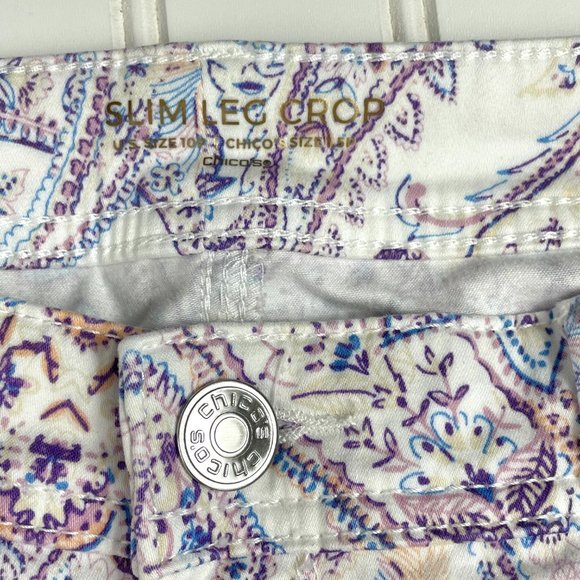 Chico's Womens Slim Leg Crop Floral Print Size 10 P - Picture 4 of 10